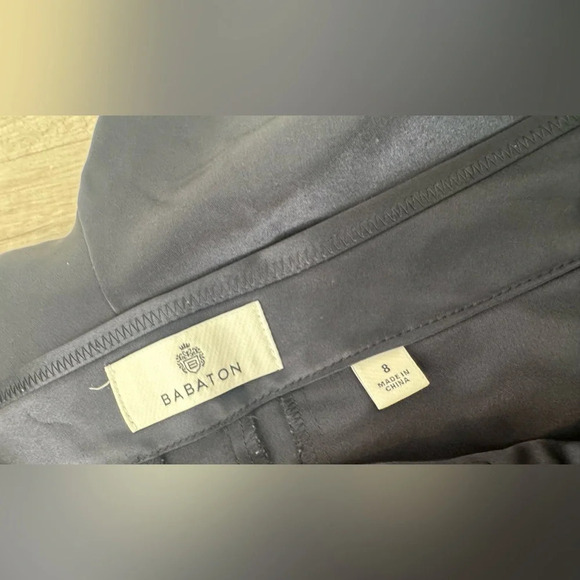 Babaton Aritzia Navy Satin Dress Pants Straight Leg Pleated Office Party Sz 8 - Picture 12 of 13